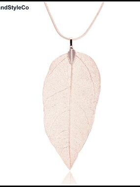 Handmade Leaf Long Necklace Gold Silver Plated Dainty Hollow Out Nature Jewelry